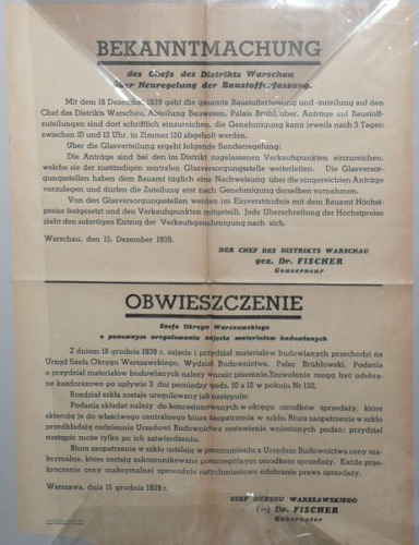 Obwieszczenie dot. matieriałów budowlanych,Warszawa 1939
